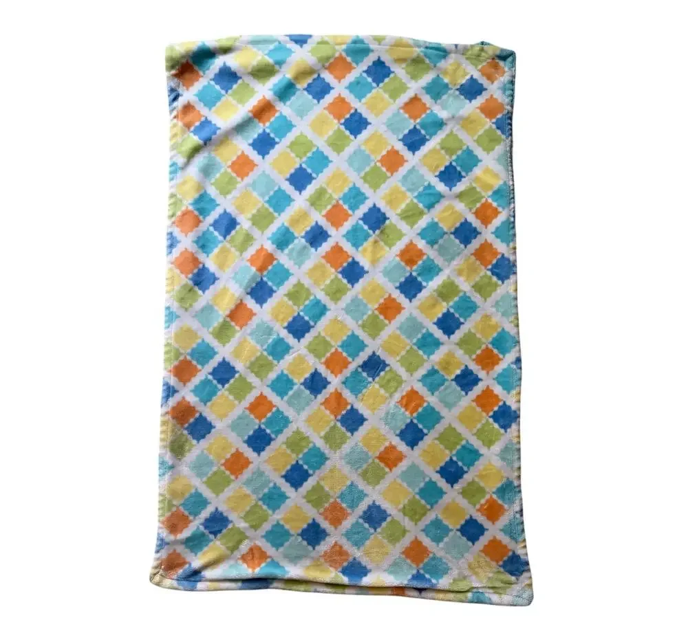 Little Miracles Costco Diamond Blue Green Yellow Baby Blanket Lovey *READ*